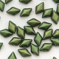 Czech Glass Gemduo Beads - Gold Shine Dark Olive 8x5mm