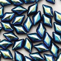 Czech Glass Gemduo Beads - Jet AB 8x5mm