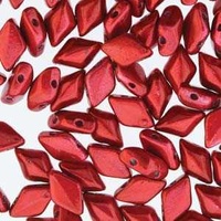 Czech Glass Gemduo Beads - Metalust Lipstick Red 8x5mm