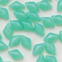 Czech Glass Gemduo Beads - Green Aqua Opal 8x5mm