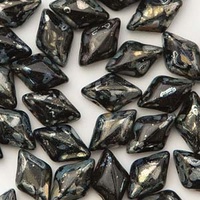 Czech Glass Gemduo Beads - Jet Picasso 8x5mm