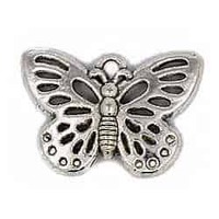 Pendant Charm With Ring - Antique Silver Butterfly x 25mm