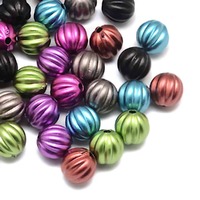 Acrylic Melon Shaped Beads - Matte Rainbow 10mm x 10