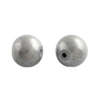 Round Glass Beads - Silver Satin 10mm x 10