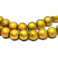 Glass Beads Round - Textured Summer Gold 8mm x 20