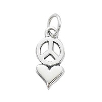 Pewter Charm with Jump Ring - Silver Plated - Peace Love x 16mm