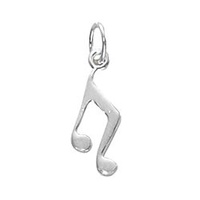Silver Plated Charm With Jump Ring - Music Note x 14mm