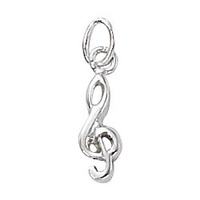 Silver Plated Charm With Jump Ring - Music Small G Clef x 15mm