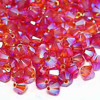 Swarovski Crystal Bicone Beads - Fire Opal AB2x - 4mm x 20