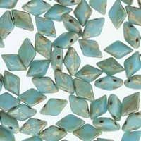 Czech Glass Gemduo Beads - Turquoise Blue Picasso