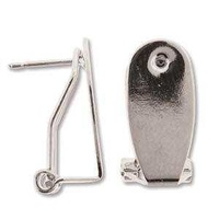 Earclip With Post - Silver Plated x 21mm - 1 Pair