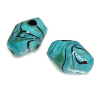 Nocturne Blue Vintage Glass Bead - 9mm x 11mm