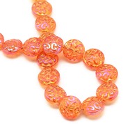Glass Disc Beads - Sizzling Sunset Orange 13.5mm x 10