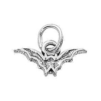 Sterling Silver Charm with Jump Ring- Flying Bat x 17mm