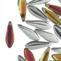 Czech Glass Dagger Beads - Backlit Tequila 16mm x 25