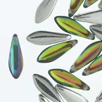 Czech Glass Dagger Beads - Backlit Utopia 16mm x 25