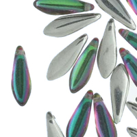 Czech Glass Dagger Beads - Backlit Spectrum 16mm x 25
