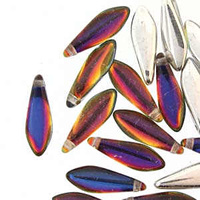 Czech Glass Dagger Beads - Backlit Vapor 16mm x 25