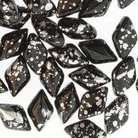 Czech Glass Gemduo Beads - Silver Splash Jet 8x5mm