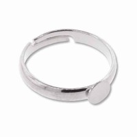 Adjustable Ring - Silver Plated With Glue On x 5mm