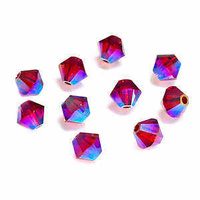 Swarovski Crystal Bicone Beads - Scarlet AB 2x 4mm x 20