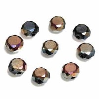 Glass Beads Faceted Coin - Copper Frost 6mm x 20