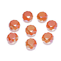 Glass Beads Faceted Coin - Tangerine Frost 6mm x 20