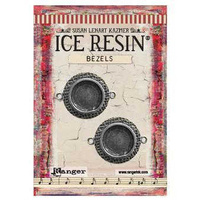 Ice Resin Milan Bezels - Small Circles x Antique Silver x 2
