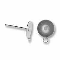 Flat Earring Posts With Loop - Stainless Steel - 8mm x 1 Pair