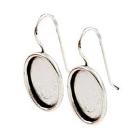 Earring ~ Earwire With Bezel Pendant Setting - Oval Antique Silver