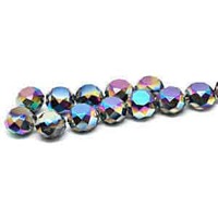 Glass Beads Faceted Coin - Metallic Rainbow 8mm x 10