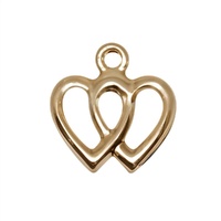 Gold Filled Charm - Double Heart