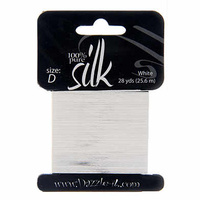 Silk Thread - Pure Silk Bead Thread - Size D White