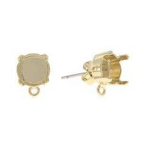 Stud Earring Bases With Bottom Loop - Yellow Gold x 1 Pair