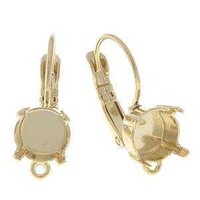 Leverback Earring Bases With Bottom Loop - Yellow Gold x 1 Pair