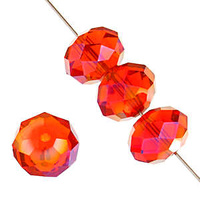 Dazzle-It Ori Crystal Faceted Donut Beads - Siam Ruby Ab 6x4mm