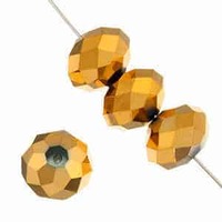 Dazzle-It Ori Crystal Faceted Donut Beads - Metallic Gold 6x4mm