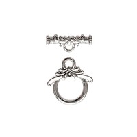 Toggle Clasp - Antique Silver Petite Flower