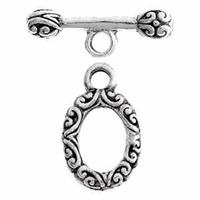 Toggle Clasp - Antique Silver Fancy Oval