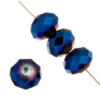 Dazzle-It Ori Crystal Faceted Donut Beads - Metallic Blue 8x10mm