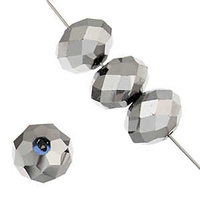 Dazzle-It Ori Crystal Faceted Donut Beads - Metallic Silver 8x10mm