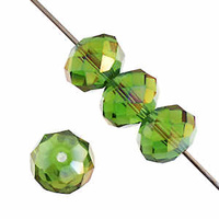 Dazzle-It Ori Crystal Faceted Donut Beads - Emerald Ab 8x10mm