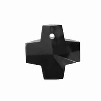 Crystal Cross Bead Charm Pendant - Black x 14mm
