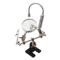 Double Third Hand Work Holder Magnifier with Led Light