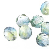 Czech Glass Round Firepolished Beads - Sapphire Lime 4mm x 38