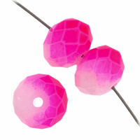 Dazzle-It Ori Crystal Faceted Donut Beads - Pink White Neon 6x8mm