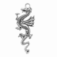 Metal Charm - Antique Silver Large Dragon x 50mm