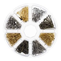 Jewellery Findings Kit - Assorted Head Pins in Storage Case x 1030 pieces