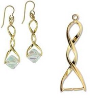 Pinchable Bail With Pegs - Add A Bead Component - Twisted Gold Plated x 35mm