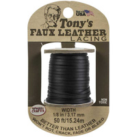 Faux Leather Lacing Cord - Black 3.17mm x 15.24m